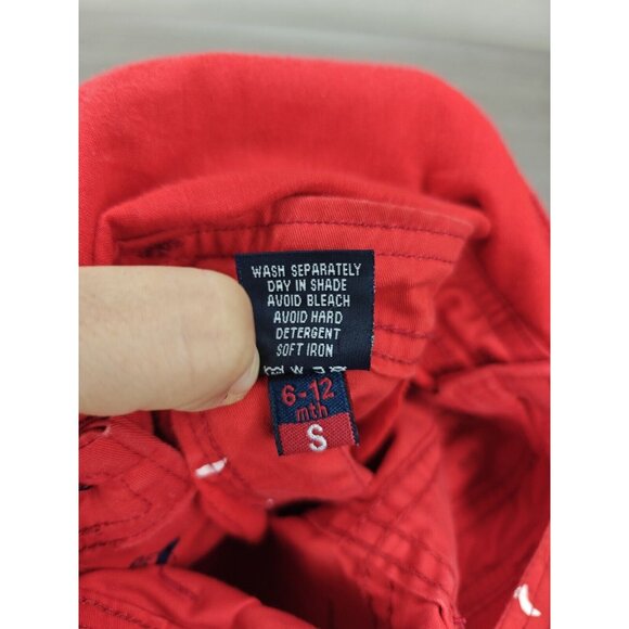 Vintage Drop Jeans Overalls 6-12 Months Red Nautical Fishing Sailboat - Picture 7 of 8